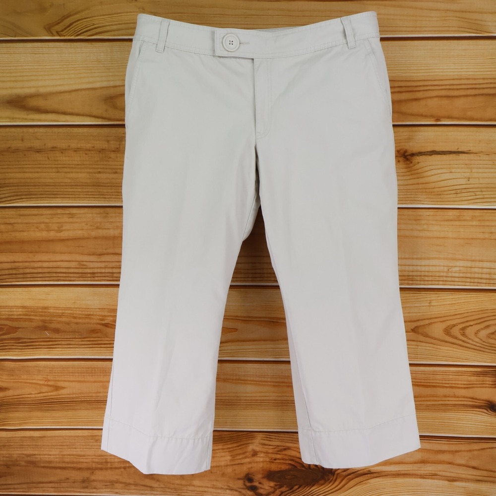 Old Navy Ankle Pants Wide-Leg Womens Sz 16 Ivory‎ Beige Cotton Pockets RISE: 10"